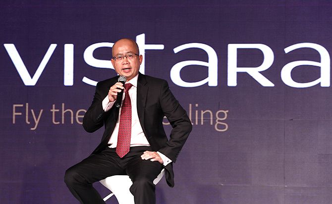 Phee Teik Yeoh, CEO of Vistara airlines, answers a question during an open media session in New Delhi December 22, 2014. Photo: Adnan Abidi/Reuters