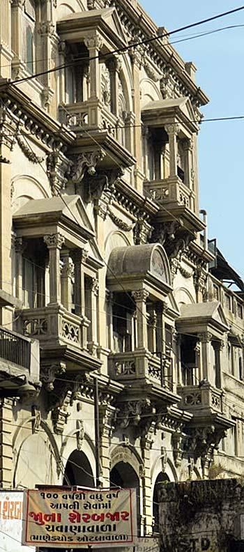 The old Ahmedabad stock exchange stands at Manek Chowk, one of the main squares in the old city. It was established in 1894. Photograph: Kind Courtesy Uwais/Wikimedia Commons