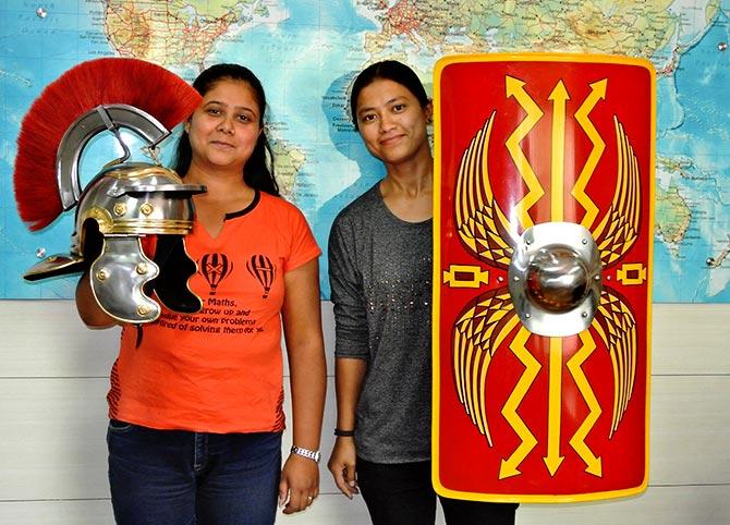 A Roman helmet and shield