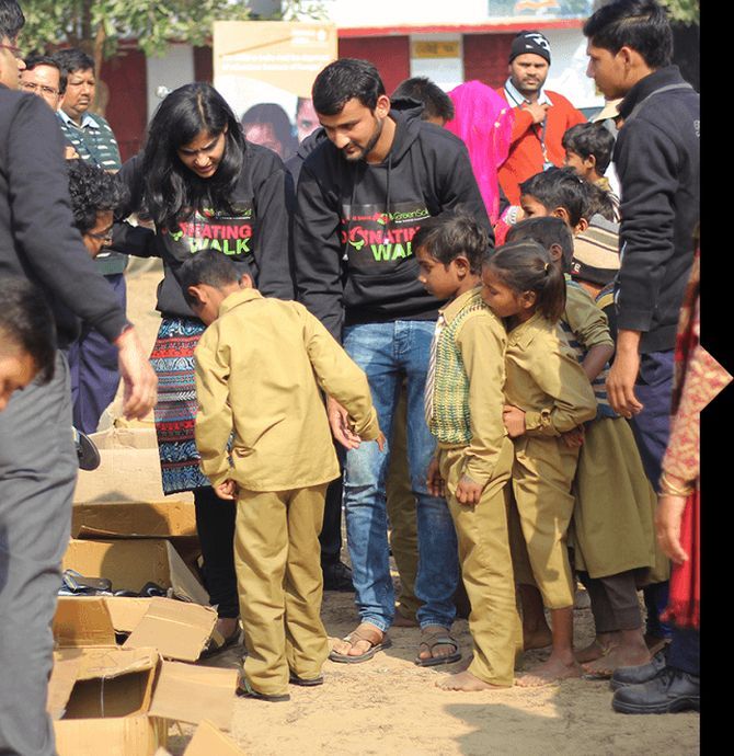Shriyans Bhandari distributes refurbished footwear