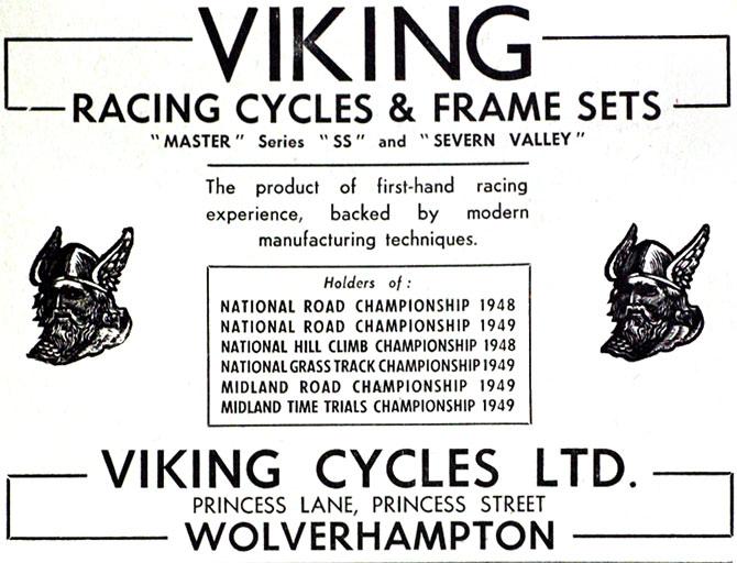 Old advertisement for Viking Cycles. Photograph: Courtesy www.avocetsports.co.uk.