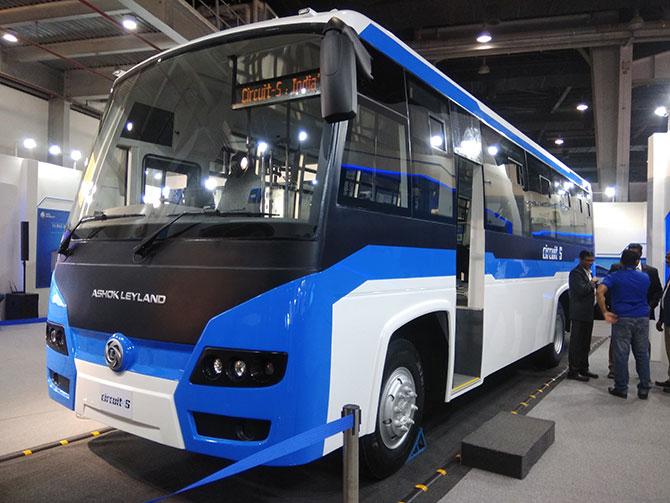 Busses and trucks at the Auto Expo 2018