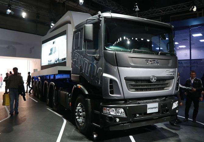 Busses and trucks at the Auto Expo 2018