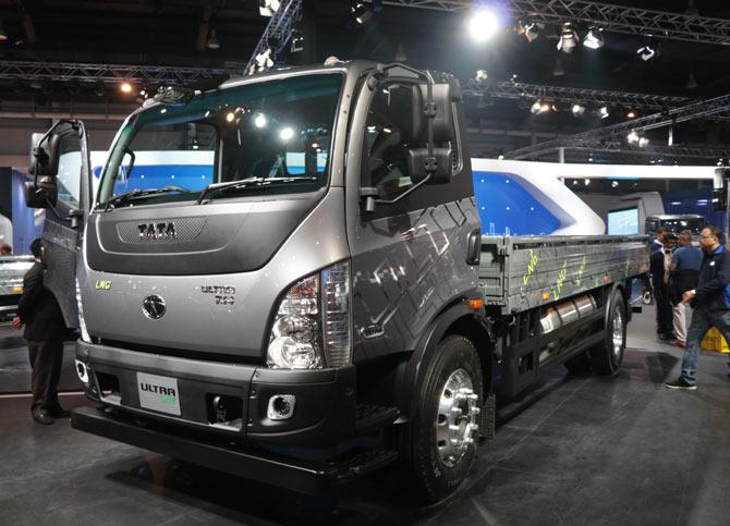 Busses and trucks at the Auto Expo 2018