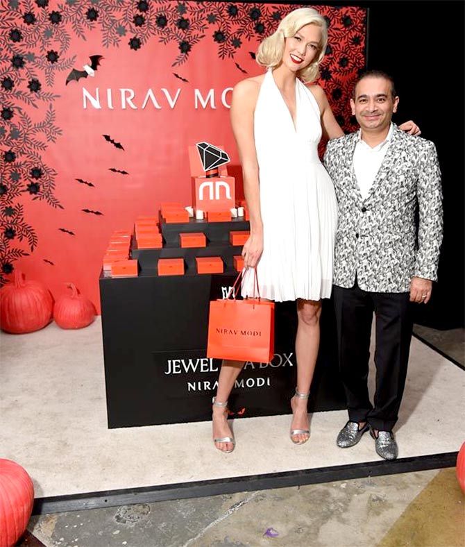 Jeweller Nirav Modi with supermodel Karlie Kloss at a Halloween charity event in New York City in October 2017. Photograph: Kind courtesy Nirav Modi/Facebook