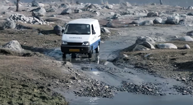 A Samsung service van heading to a rural destination. Photograph: Courtesy Samsung India
