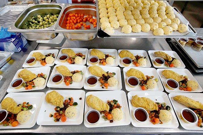 An airline meal. Photograph: Arnd Wiegmann/Reuters.