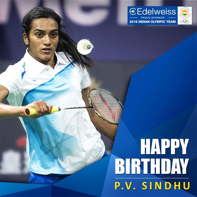 Celebrating PV Sindhu. Photograph: Courtesy @EdelweissFin/Twitter. 