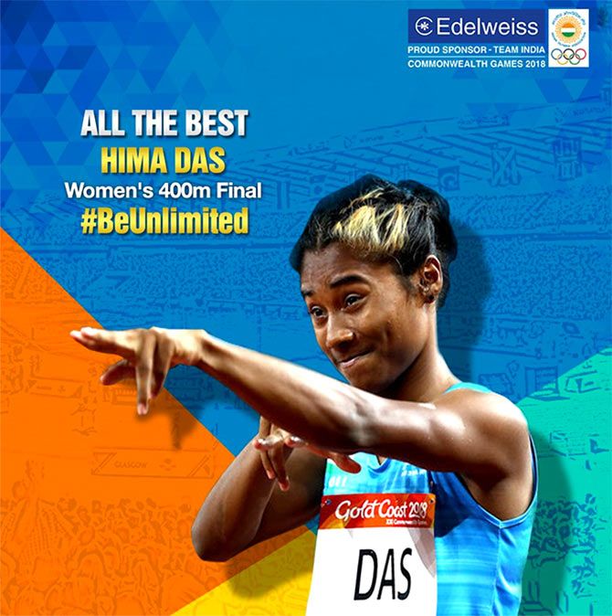 Flagging off India's best runner Hima Das. Photograph: Courtesy @EdelweissFin/Twitter.