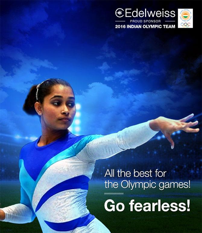 Congratulating Dipa Karmakar. Photograph: Courtesy @EdelweissFin/Twitter.