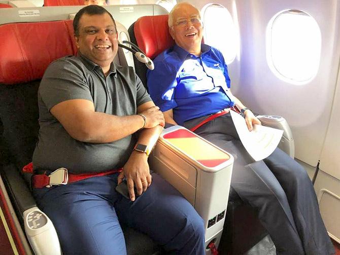 Malaysia's incumbent Prime Minister Najib Rajak flew with AirAsia CEO Tony Fernandes during his campaign. Photograph: Courtesy Najib Razak/Facebook,