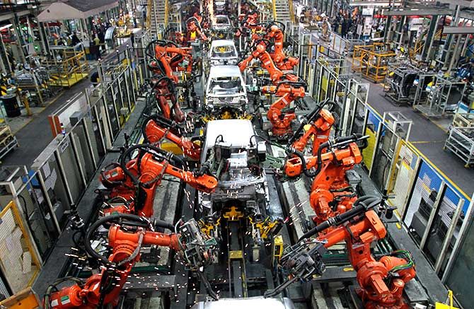 Ford cars are assembled at a plant of Ford India in Chengalpattu in the outskirts of southern city of Chennai. Photograph: Babu/Reuters.