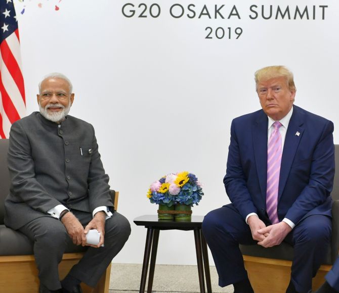 Prime Minister Naraendra Damodardas Modi with US President Donald Trump in Osaka