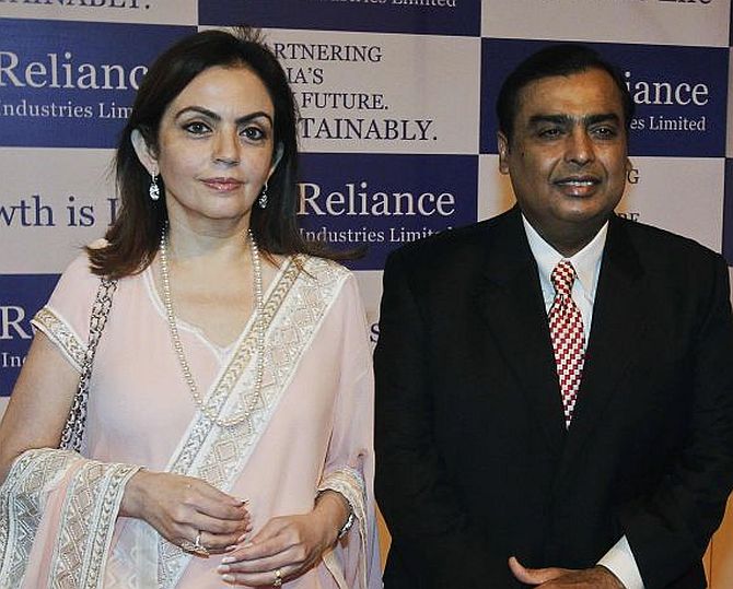 Mukesh Ambani, wife Nita top list of power couples
