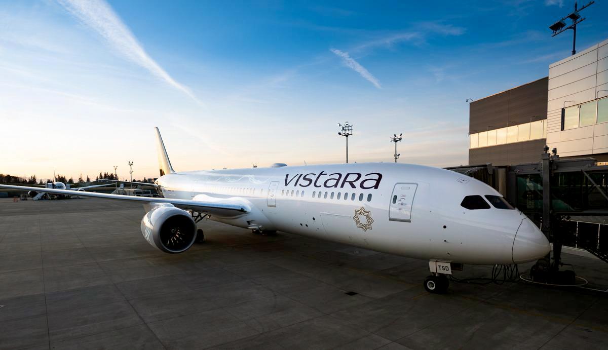 Vistara's Boeing 787-9 Dreamliner, in New Delhi. Photograph: ANI Photo