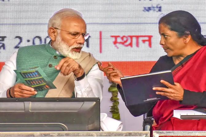  Finance Minister Nirmala Sitharaman with Prime Minister Narendra Modi.