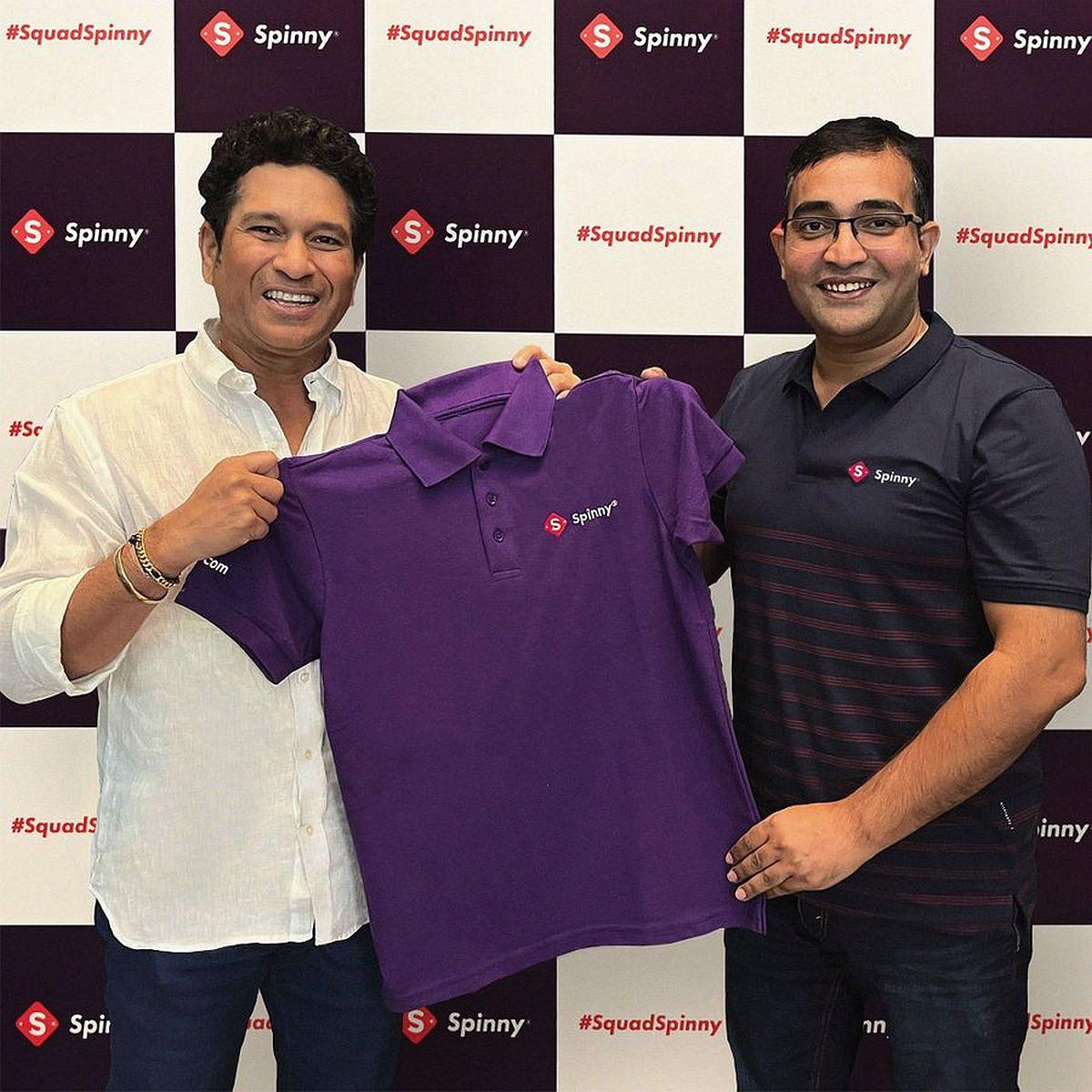 Sachin Tendulkar with Niraj Singh, founder-CEO of Spinny