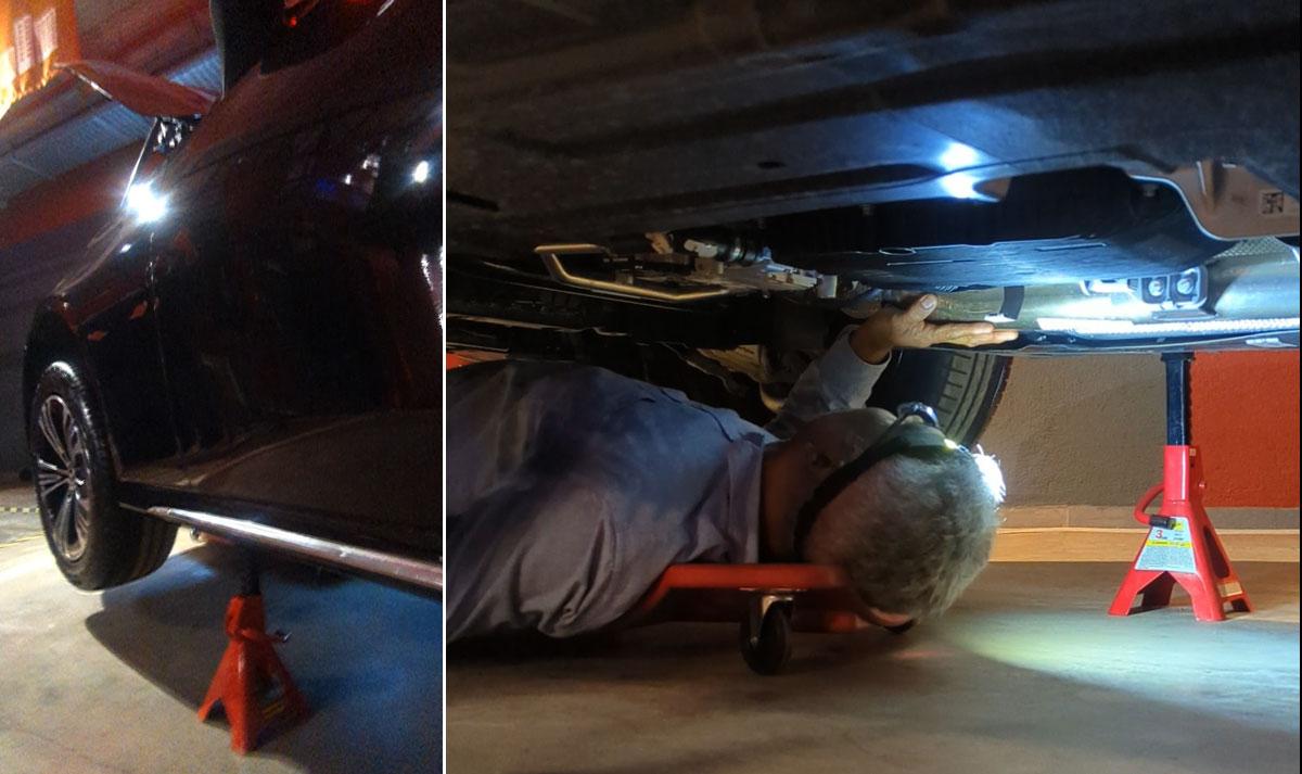 Under a brand new mercedes!