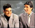 A still from Ek Rishta -- Akshay and Amitabh
