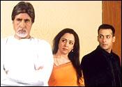 Amitabh Bachchan, Hema Malini and Salman Khan in Baghban