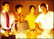 Aftab Shivdasani, Ritesh Deshmukh, Vivek Oberoi and Ajay Devgan in Masti