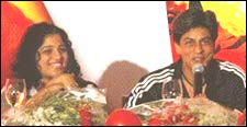 Malishaka at the press conference with Shah Rukh Khan