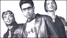 Uday Chopra, Abhishek Bachchan and John Abraham in Dhoom
