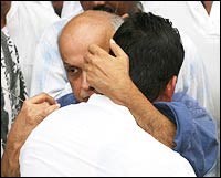 Mahesh Bhatt hugs Sanjay Dutt at the funeral