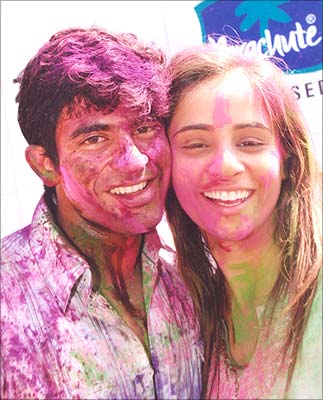 Hussain and Tina at the Zoom Holi Party