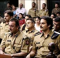 Sanjay Dutt, A A Khan and Arbaaz Khan in Shootout At Lokhanwala