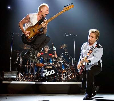 Sting, Andy Summers and Stewart Copeland play at The Police's first reunion concert