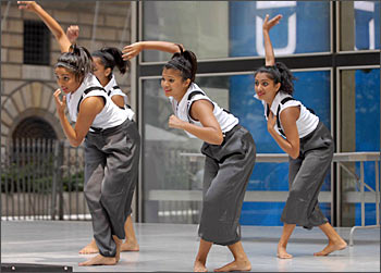Dancers perform to a hip hop number