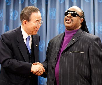 Ban Ki-moon and Stevie Wonder