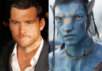 Left: Sam Worthington. Right: As Jake Sully in Avatar