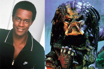 Left: Kevin Peter Hall. Right: As the Predator in Predator