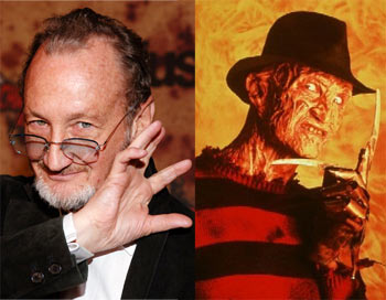 Left: Robert Englund. Right: As Freddy in A Nightmare on Elm Street