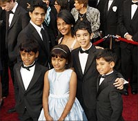 The young cast of Slumdog Millionaire at the red carpet