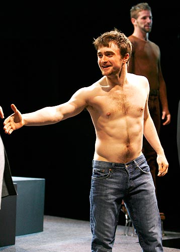 Daniel Radcliffe during a curtain call of the play <I>Equus</I> in New York