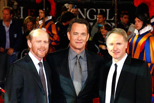 Director Howard, Tom Hanks and author Dan Brown