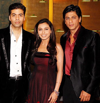 Karan Johar, Rani Mukherji and Shah Rukh Khan
