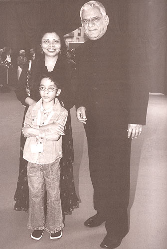 Om Puri, Nandita Puri and their son, Ishaan walking the red carpet at the Monte Carlo festival in 2006
