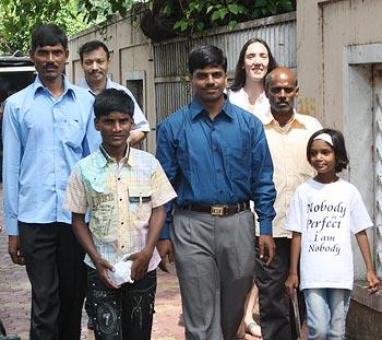 Dr Subodh Singh (second from left), Ghutaru, social worker Prakash, director Megan Mylan and Pinki (exteme right)