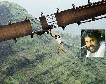 A scene from Raavan and an inset of Santosh Sivan