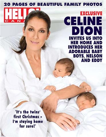Celine Dion with her twins