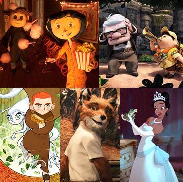 Scenes from Coraline, Up, The Secret of Kells, Fantastic Mr Fox and The Princess and the Frog