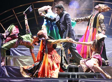 A R Rahman and dancers perform