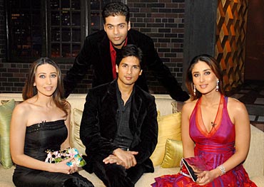 Karan with Karisma, Shahid and Kareena in a previous season