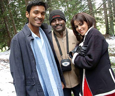 Dhanush, Mitran R Jawahar and Genelia D Souza