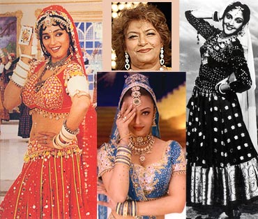 Collage of Madhuri Dixit, Saroj Khan,Vyjayanthimala and Ashwarya Rai Bachchan