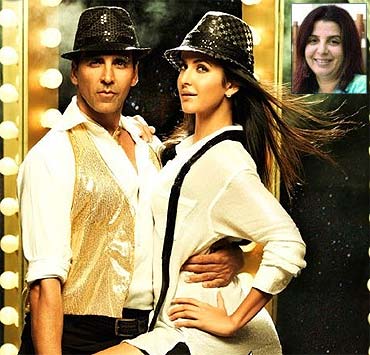 Akshay Kumar and Katrina Kaif in Tees Maar Khan. Inset: Farah Khan